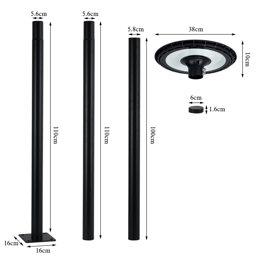 Brilagi - Lámpara de alumbrado público LED para exterior URBANSPARK LED/120W/230V negra IP65