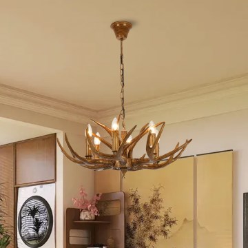 Brilagi - Lámpara de araña con cadena DEER 6xE14/10W/230V Ø 70 cm, diseño de cuernos de ciervo
