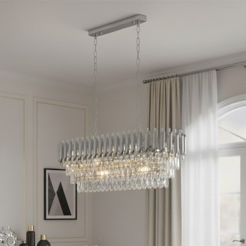 Brilagi - Lámpara de araña con cadena ECLIPSE 10xE14/10W/230V 78x28 cm plateada