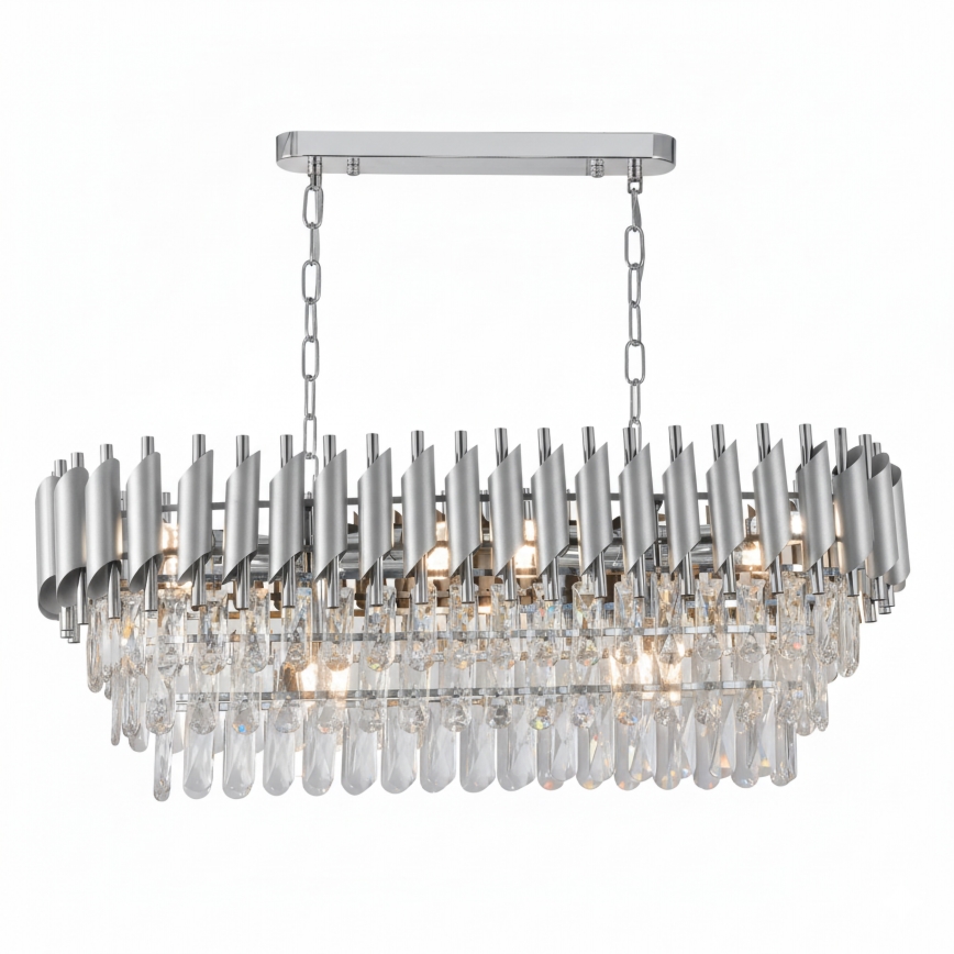 Brilagi - Lámpara de araña con cadena ECLIPSE 10xE14/10W/230V 78x28 cm plateada