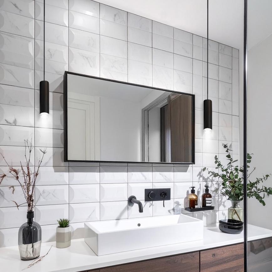 Brilagi - Lámpara de araña para baño colgante SELE AQUA 1xGU10/30W/230V IP44 negro