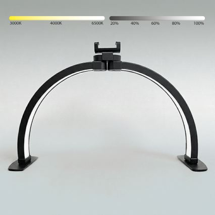 Brilagi - Lámpara de mesa LED regulable con arco y soporte RADIO LED/25W/24/230V 3000/4000/6500K negra