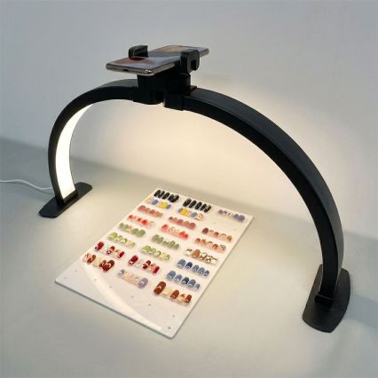 Brilagi - Lámpara de mesa LED regulable con arco y soporte RADIO LED/25W/24/230V 3000/4000/6500K negra