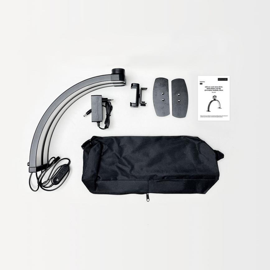 Brilagi - Lámpara de mesa LED regulable con arco y soporte RADIO LED/25W/24/230V 3000/4000/6500K negra