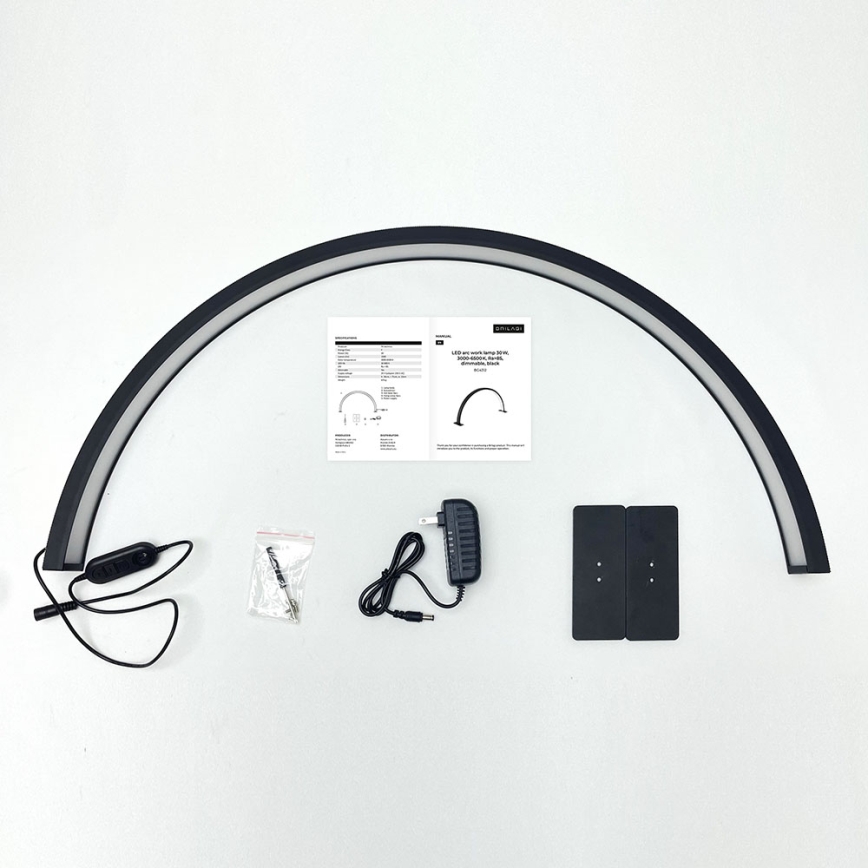 Brilagi - Lámpara de mesa LED regulable en arco RADIO LED/30W/24/230V 3000/4000/6500K negra