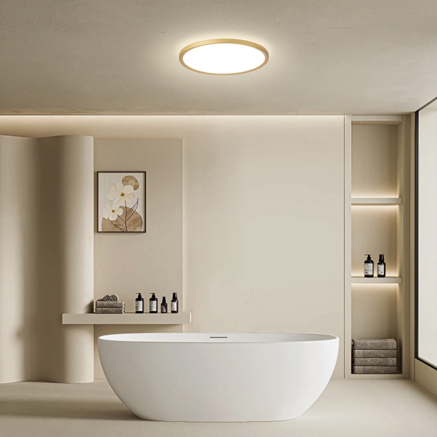 Brilagi - Plafón LED para baño ULTRA SLIM LED/18W/230V Ø 30 cm dorado IP54