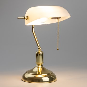 Brilagi - Lámpara de escritorio BANK OFFICE 1xE27/60W/230V dorado/blanco