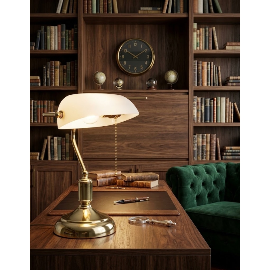 BRILAGI - Lámpara de escritorio BANK OFFICE 1xE27/60W/230V dorado/blanco