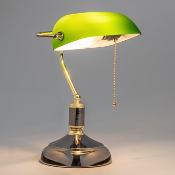 Brilagi - Lámpara de escritorio BANK OFFICE 1xE27/60W/230V negra/dorada/verde