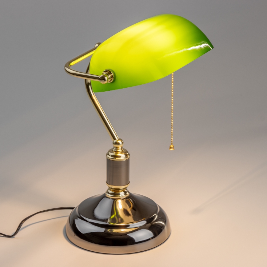 Brilagi - Lámpara de escritorio BANK OFFICE 1xE27/60W/230V negra/dorada/verde