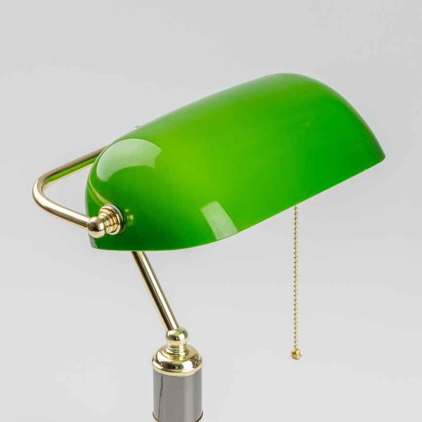 Brilagi - Lámpara de escritorio BANK OFFICE 1xE27/60W/230V negra/dorada/verde
