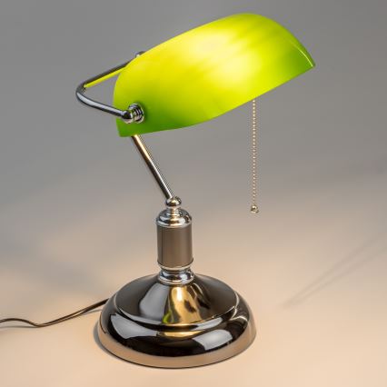 Brilagi - Lámpara de escritorio BANK OFFICE 1xE27/60W/230V negra/plateada/verde