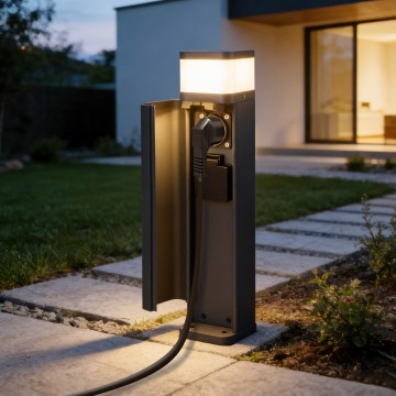 Brilagi - Lámpara de exterior con 2 enchufes SCHUKO PILLAR 1xG9/11W/230V IP44 antracita