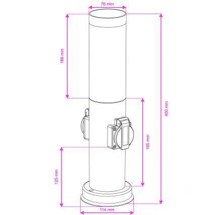 BRILAGI - Lámpara exterior NOVA con 2 enchufes SCHUKO, 1x E27/15W/230V, 40 cm, IP44, negra