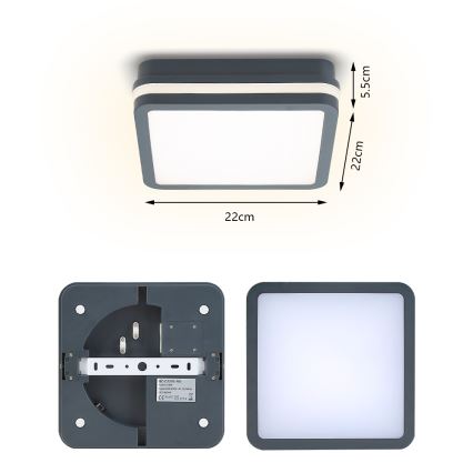 Brilagi - Lámpara de exterior LED BENE LED/18W/230V 22x22 cm antracita IP54