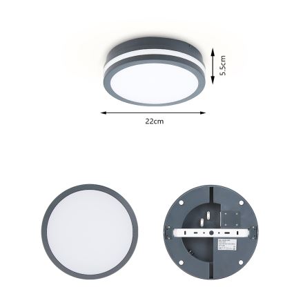 Brilagi - Lámpara de exterior LED BENE LED/18W/230V diá. 22 cm antracita IP54