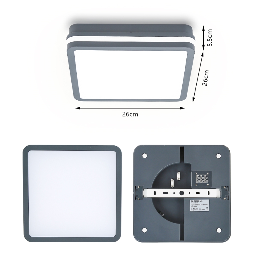 Brilagi - Lámpara de exterior LED BENE LED/24W/230V 26x26 cm antracita IP54
