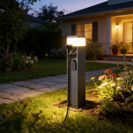 BRILAGI - Lámpara exterior con 2 tomas SCHUKO PILLAR 1xG9/11W/230V IP44 antracita