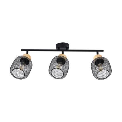 Brilagi - Lámpara de focos BASKLITE 3xE27/15W/230V madera/negro