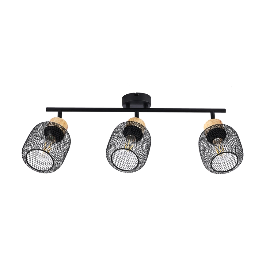 Brilagi - Lámpara de focos BASKLITE 3xE27/15W/230V madera/negro