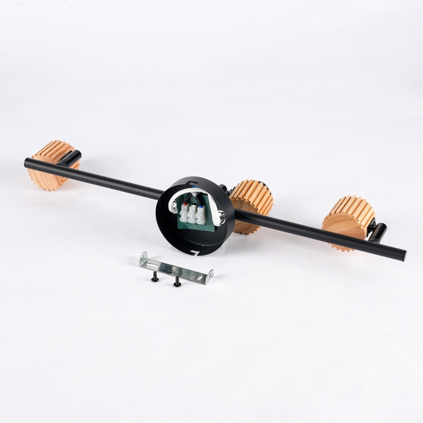 Brilagi - Lámpara de focos BASKLITE 3xE27/15W/230V madera/negro