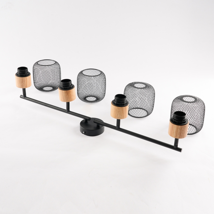 Brilagi - Lámpara de focos BASKLITE 4xE27/15W/230V madera/negro