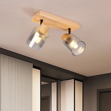 Brilagi - Lámpara de focos HYGGE 2xE14/15W/230V madera/ahumado