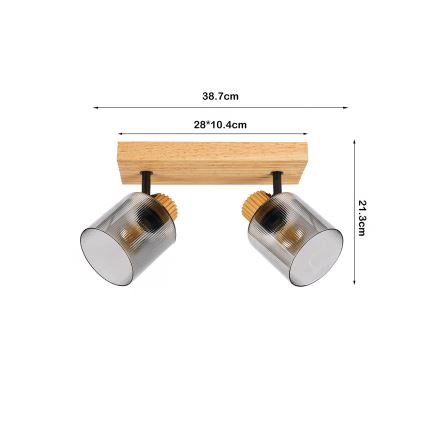 Brilagi - Lámpara de focos HYGGE 2xE14/15W/230V madera/ahumado