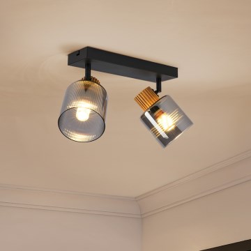 Brilagi - Lámpara de focos HYGGE 2xE14/15W/230V negro/ahumado