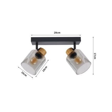 Brilagi - Lámpara de focos HYGGE 2xE14/15W/230V negro/ahumado