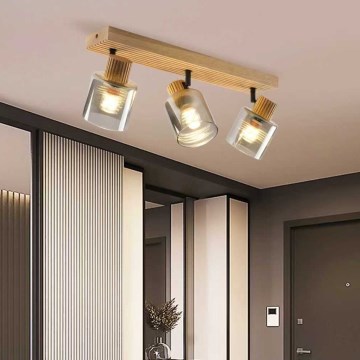Brilagi - Lámpara de focos HYGGE 3xE14/15W/230V madera/ahumado