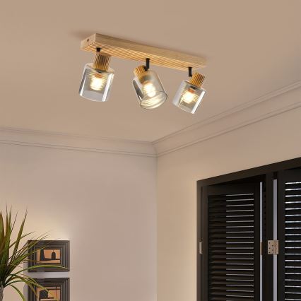 Brilagi - Lámpara de focos HYGGE 3xE14/15W/230V madera/ahumado