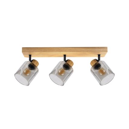Brilagi - Lámpara de focos HYGGE 3xE14/15W/230V madera/ahumado