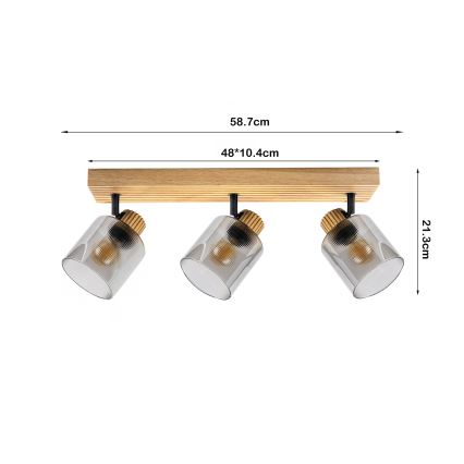 Brilagi - Lámpara de focos HYGGE 3xE14/15W/230V madera/ahumado