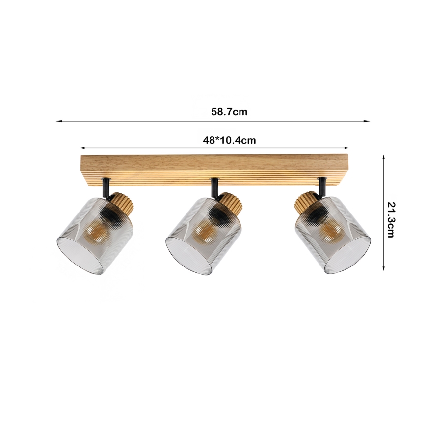 Brilagi - Lámpara de focos HYGGE 3xE14/15W/230V madera/ahumado