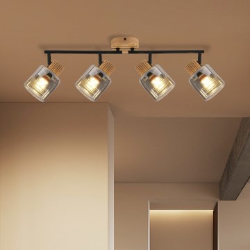 Brilagi - Lámpara de focos HYGGE 4xE14/15W/230V madera/ahumado