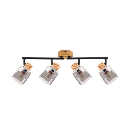 Brilagi - Lámpara de focos HYGGE 4xE14/15W/230V madera/ahumado