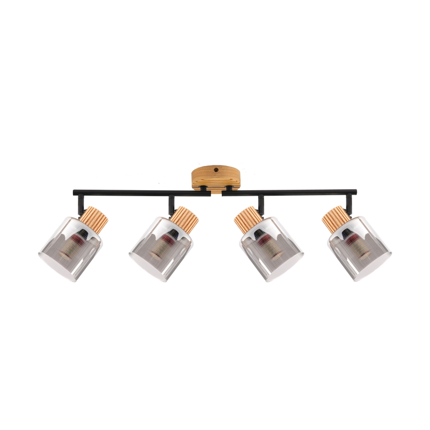 Brilagi - Lámpara de focos HYGGE 4xE14/15W/230V madera/ahumado