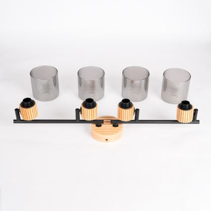 Brilagi - Lámpara de focos HYGGE 4xE14/15W/230V madera/ahumado