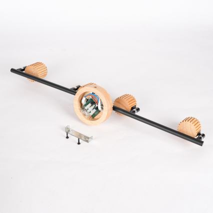 Brilagi - Lámpara de focos HYGGE 4xE14/15W/230V madera/ahumado