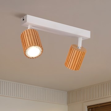 Brilagi - Lámpara de focos MODERN WOOD 2xGU10/8W/230V madera/blanco