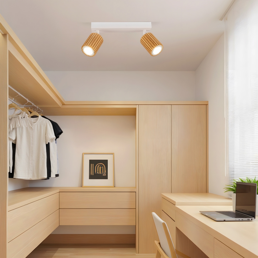 Brilagi - Lámpara de focos MODERN WOOD 2xGU10/8W/230V madera/blanco