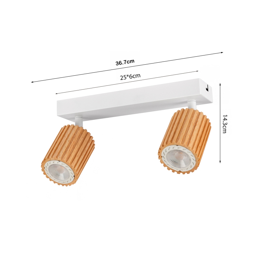 Brilagi - Lámpara de focos MODERN WOOD 2xGU10/8W/230V madera/blanco