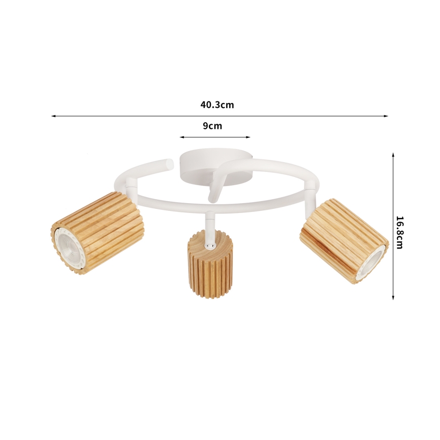 Brilagi - Lámpara de focos MODERN WOOD 3xGU10/8W/230V madera/blanco