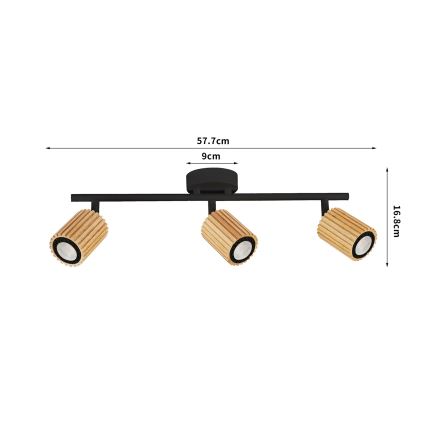 Brilagi - Lámpara de focos MODERN WOOD 3xGU10/8W/230V madera/negro