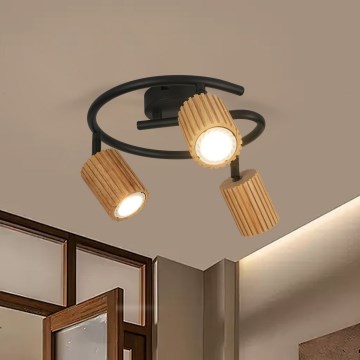 Brilagi - Lámpara de focos MODERN WOOD 3xGU10/8W/230V madera/negro