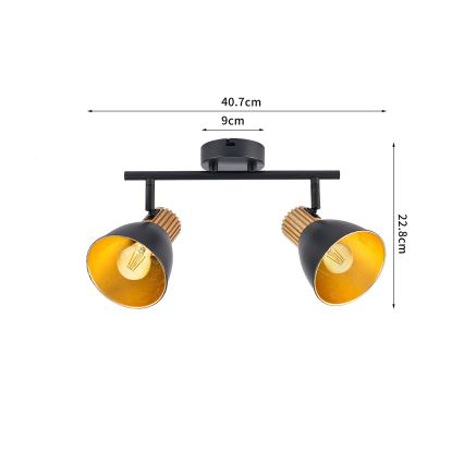 Brilagi - Lámpara de focos ODENSE 2xE14/10W/230V madera/negro