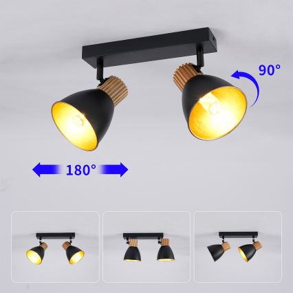 BRILAGI - Lámpara de focos ODENSE 2xE14/10W/230V madera/negro