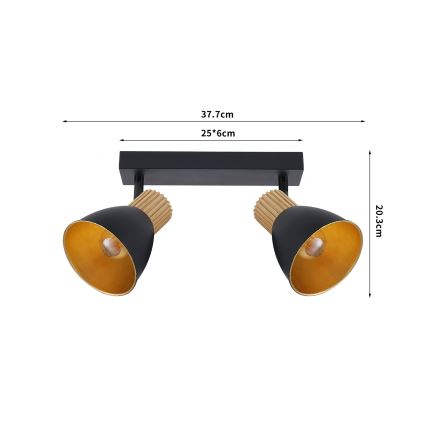 BRILAGI - Lámpara de focos ODENSE 2xE14/10W/230V madera/negro