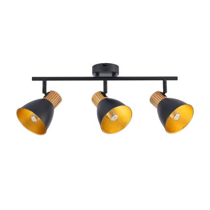 Brilagi - Lámpara de focos ODENSE, 3x E14 (10W), 230V, acabado madera/negro